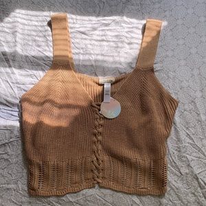 Brown knit cropped tank top